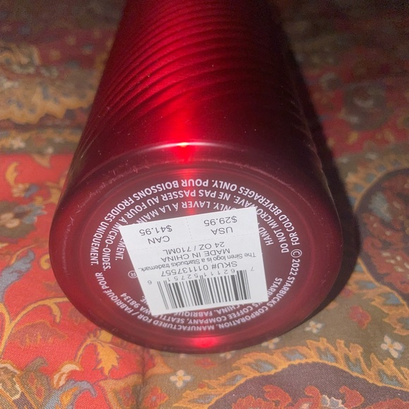 Starbucks 2022 Red Metallic 'Candy Textured Spiral' Stainless Tumbler New - Picture 2 of 3
